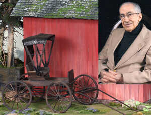 The artist, Billy Austin, with scale model buggy