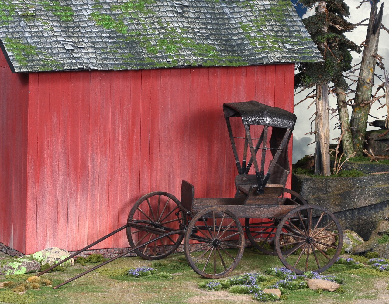 Buggy photographed with barn and landscape by brother Gene D. Austin