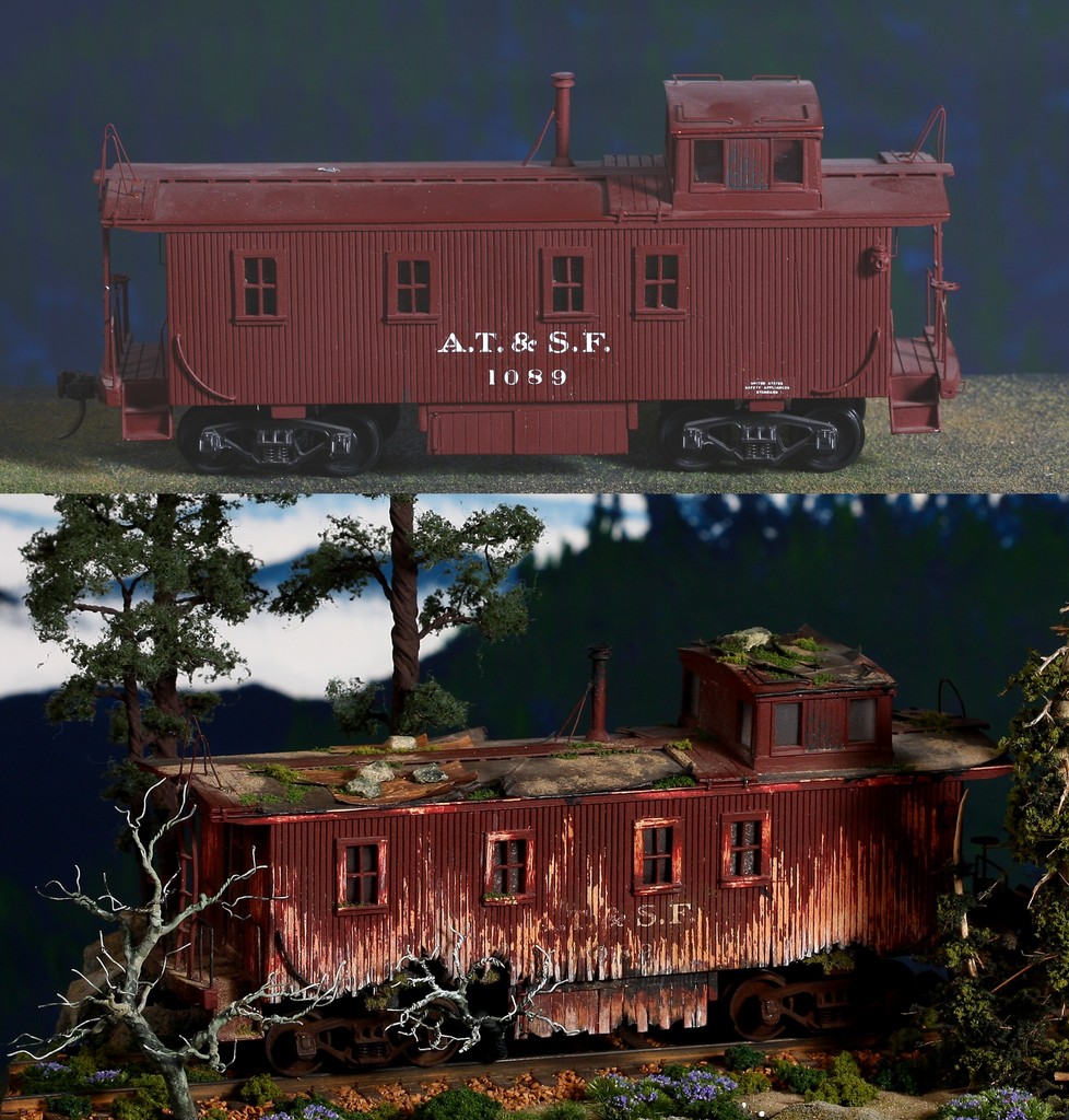 The cabooseBefore and after weathering and aging